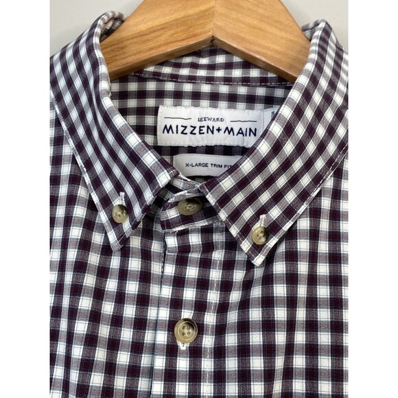 Mizzen + Main Leeward Button Down Shirt Men’s XL Trim Fit Purple Check Gingham - Picture 8 of 16